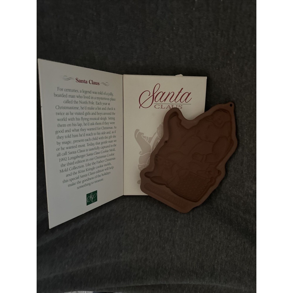 VTG Longaberger Pottery 1992‎ Santa Claus Cookie Mold Christmas Decor 7" w/Box